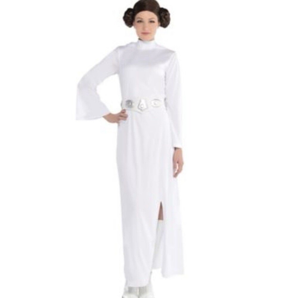 Princess Leia Star Wars Adult Costume X-Large White Hooded W/ Wig & Belt Cosplay